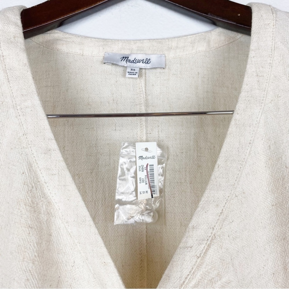 Madewell Cream Ruched Button V-Neck Blouse - Picture 7 of 8